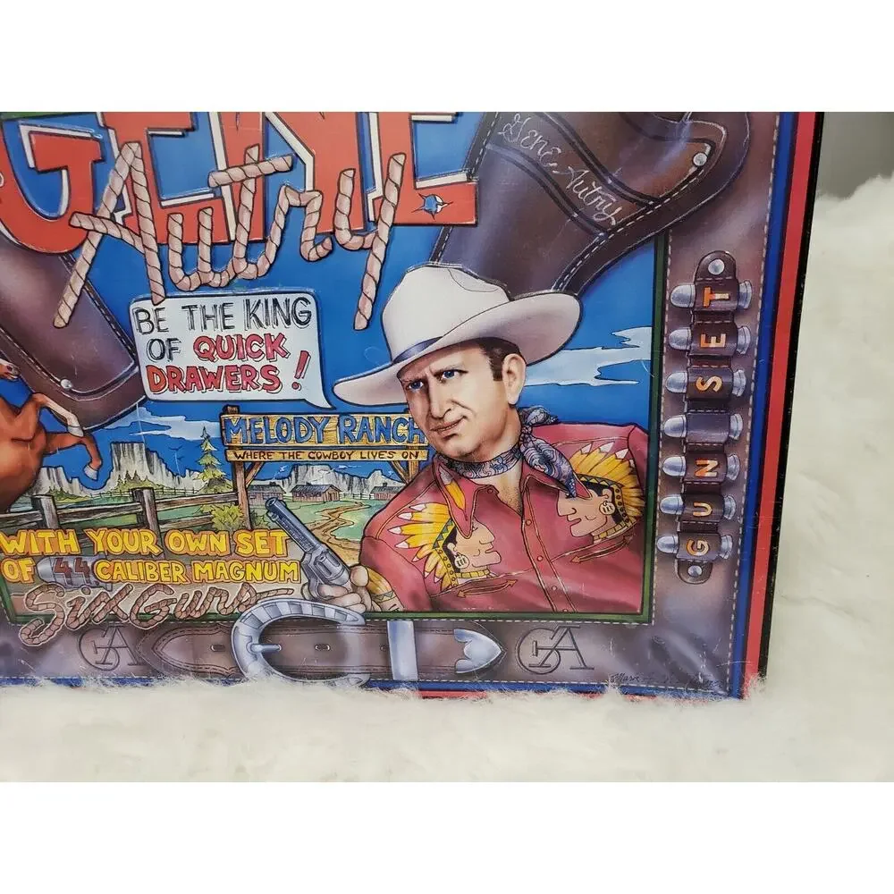 Vintage Gene Autry Tin Sign Poster‎ Ad, Melody Ranch, Six Guns, Holster, Gun Set